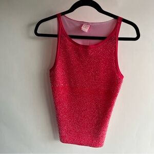 Trosman Churba Beaded Tank Top Hot Pink Sz 2 Women’s Shirt Blouse Top